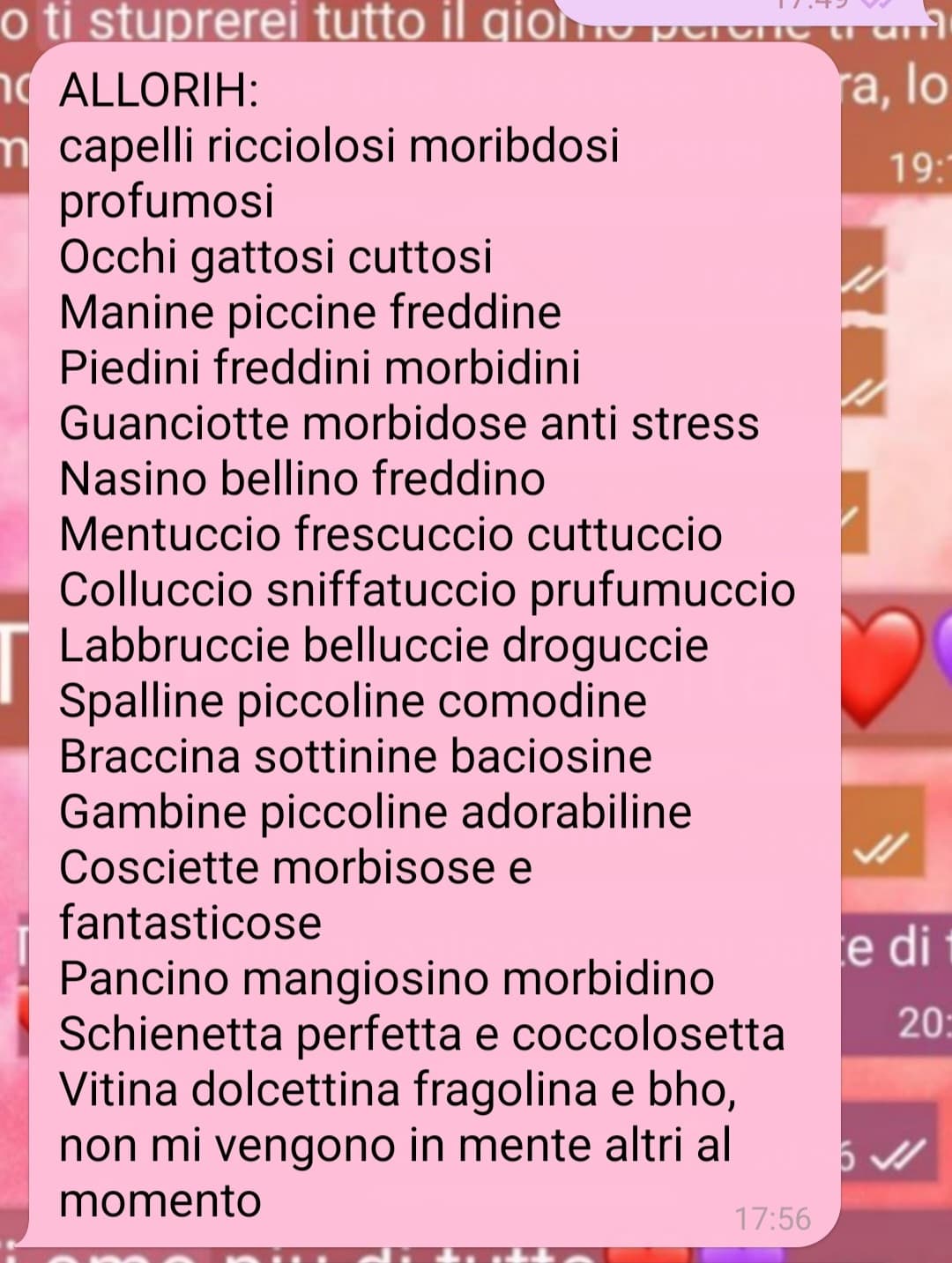 Il mio ragazzo mi ha fatto l'elenco delle parti del mio corpo che ha toccato mentre ci coccolavamo: 