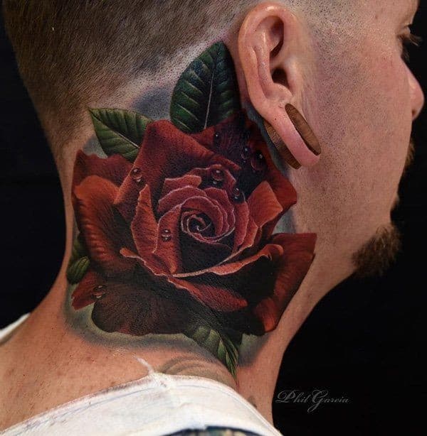 sto pensando di farmi un tatuaggio sul collo,sinistra,un po'di sbieco.Una rosa tipo questa, però molto più piccola, senza foglie ,e con un accenno di gambo , quasi un filo, nero.