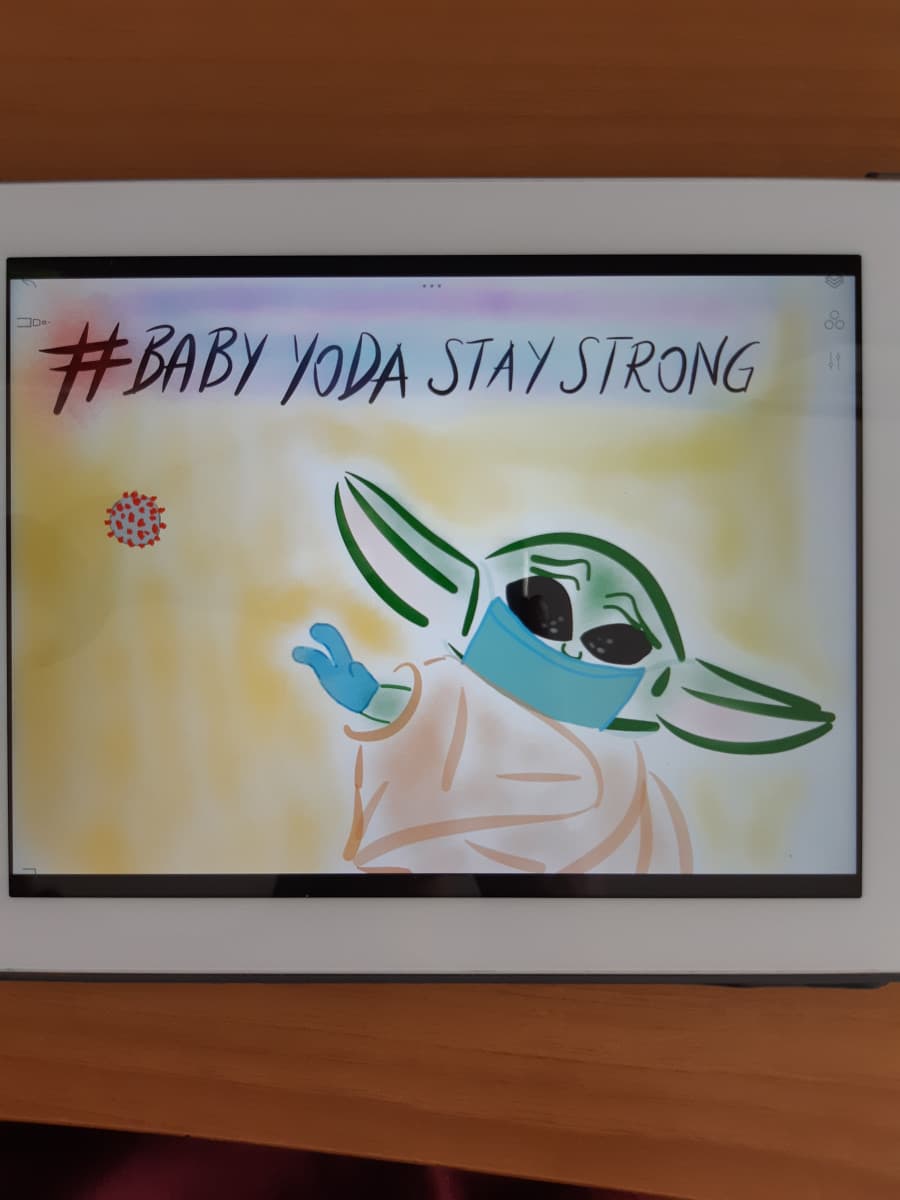 In questo momento difficile Baby Yoda ha bisogno di incoraggiamento, essendo piccolo e facilmente spaventabile ??‍♂️??‍♀️