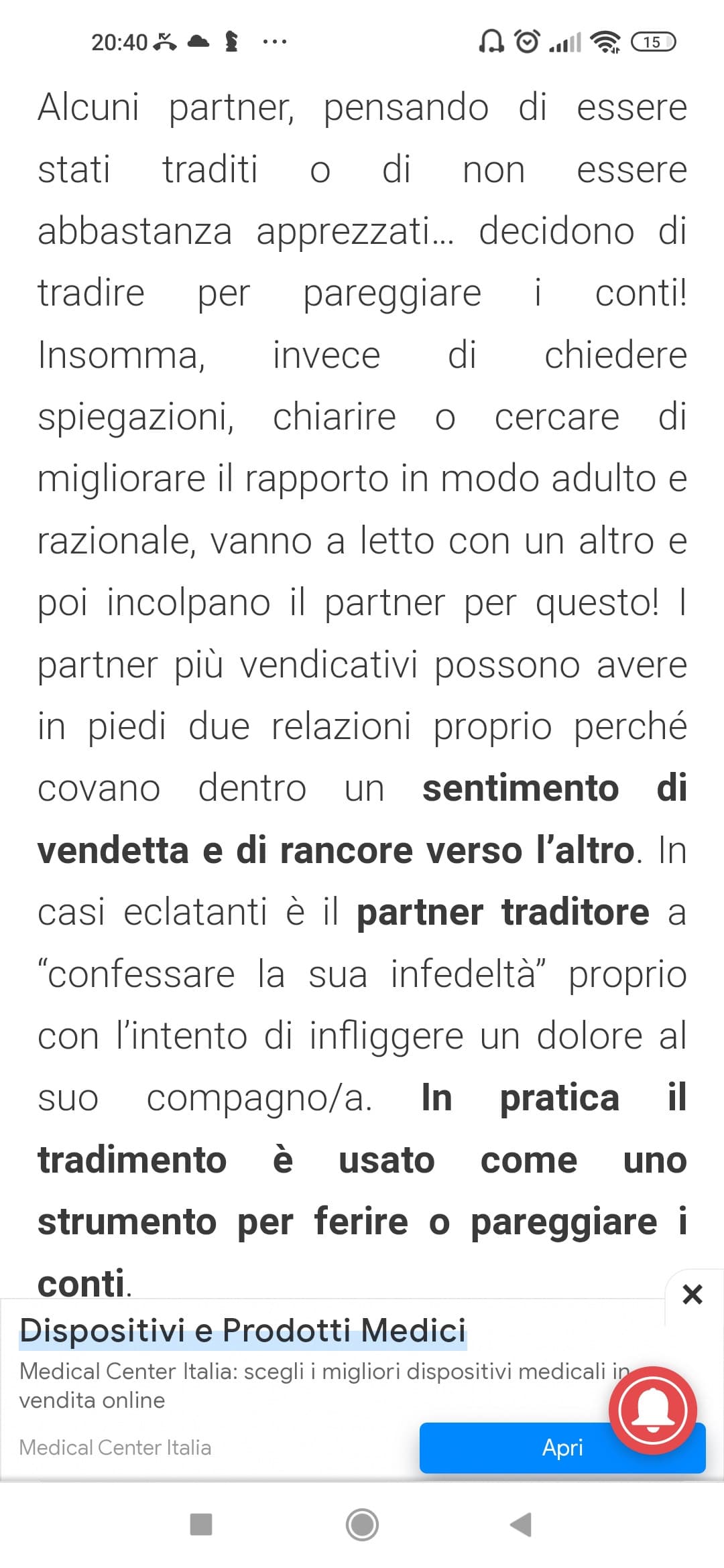 Ho letto questo sul blog di una psicologa, cosa ne pensate? Si sta parlando delle cause del tradimento e tra queste vi è la vendetta di cui si parla nel paragrafo sottostante 