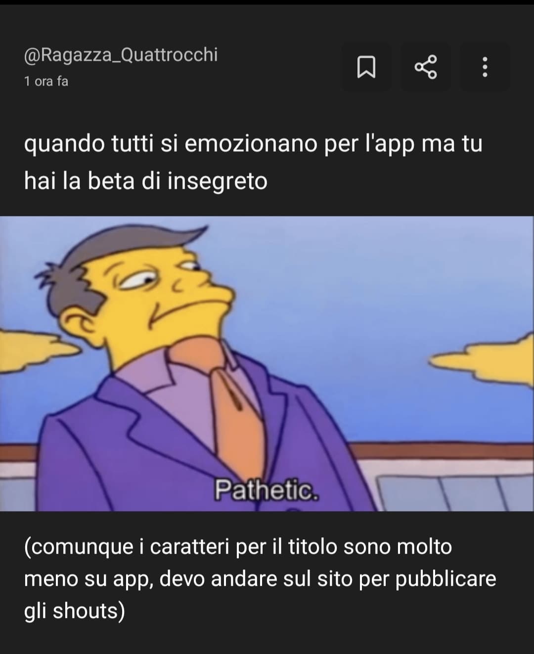 il raffreddore è la mia rovina, nel titolo volevo scrivere "hai la beta da mesi"