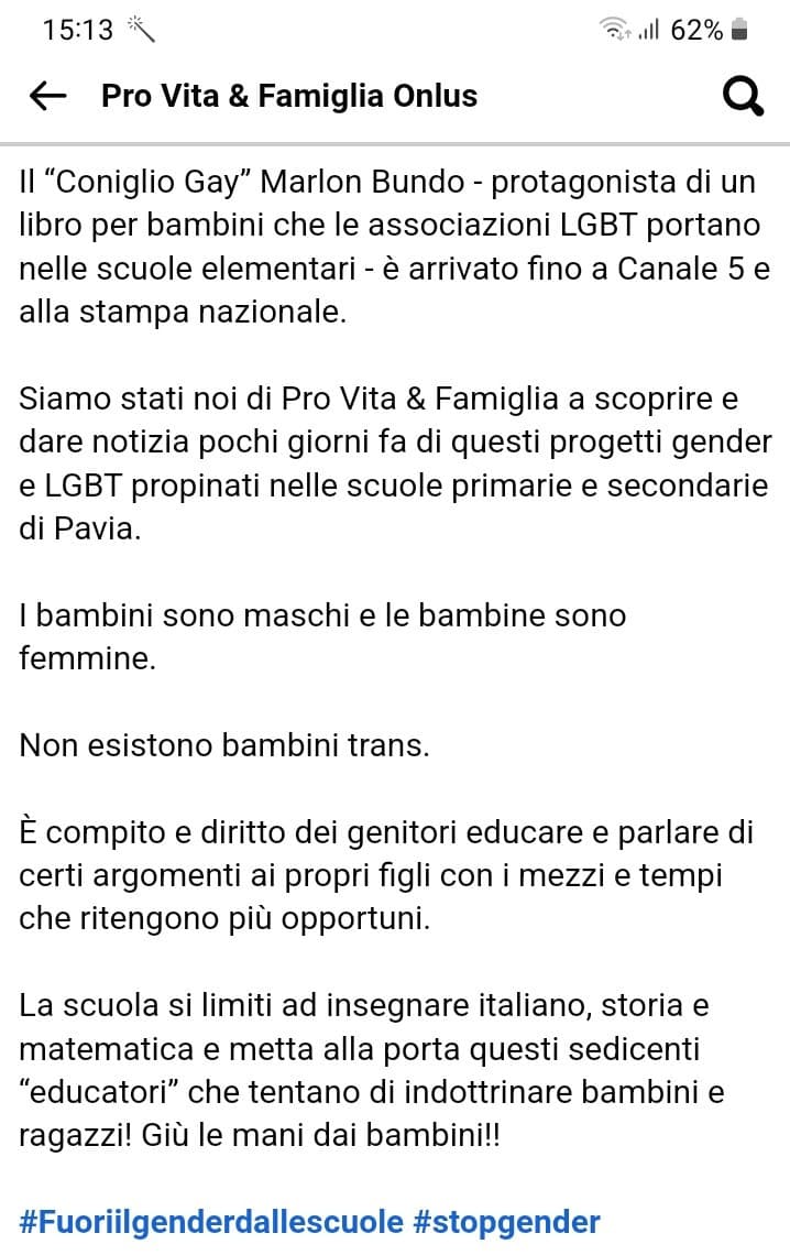 Cosa c' entra un libro che cerca di normalizzare un orientamento sessuale con ľ "ideologia gender"?