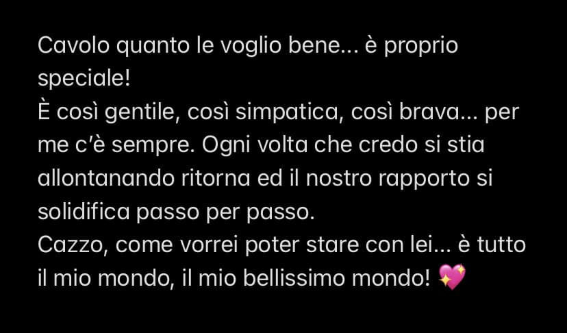 Siamo sempre più vicine... all’intervallo abbiamo chiacchierato. Lei mi guarda, io la guardo. Mi chiede consigli, la aiuto quando la vedo in difficoltà. È davvero splendido! ✨ 