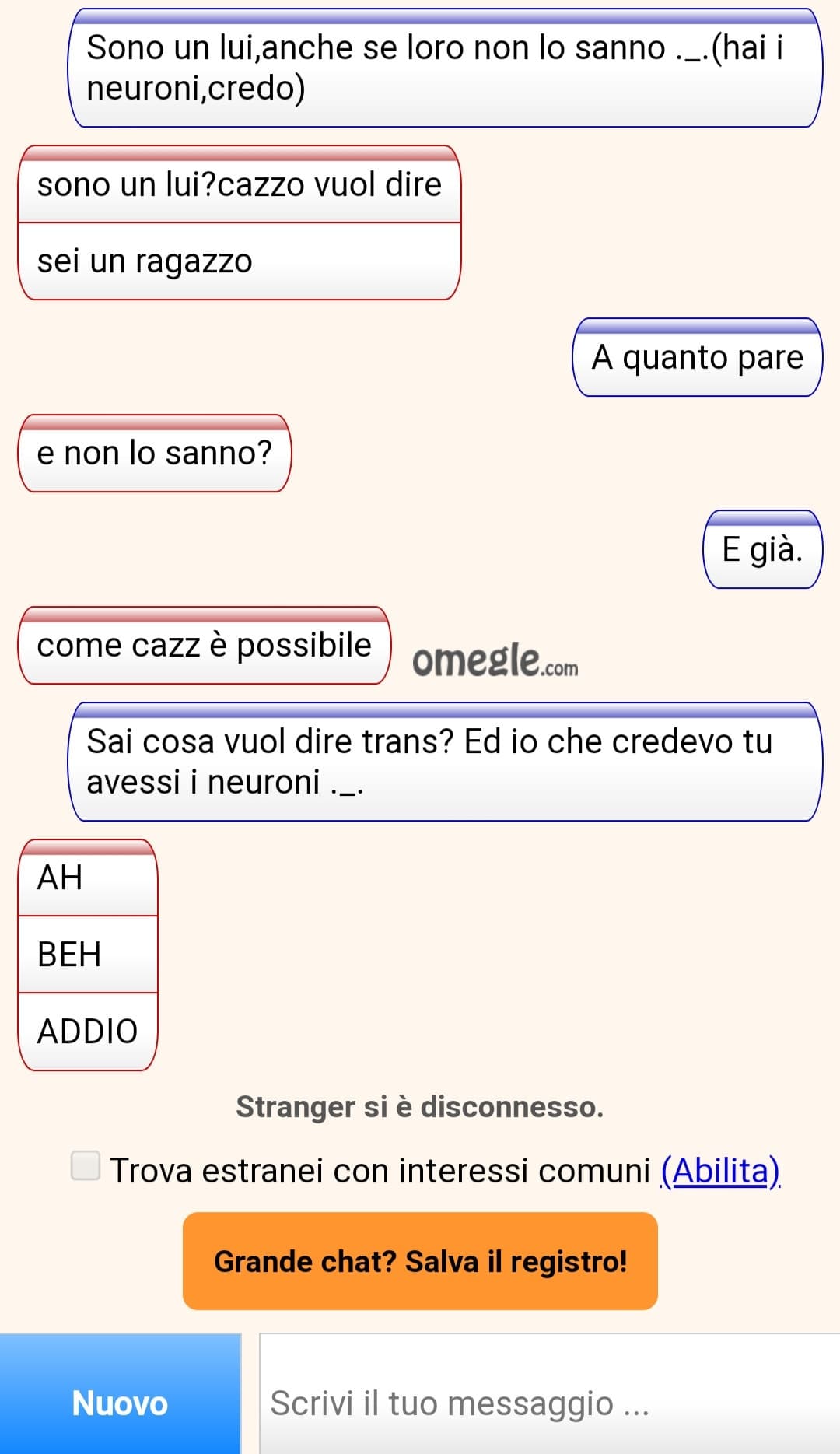 Omegle mi dà sempre di quelle perle 