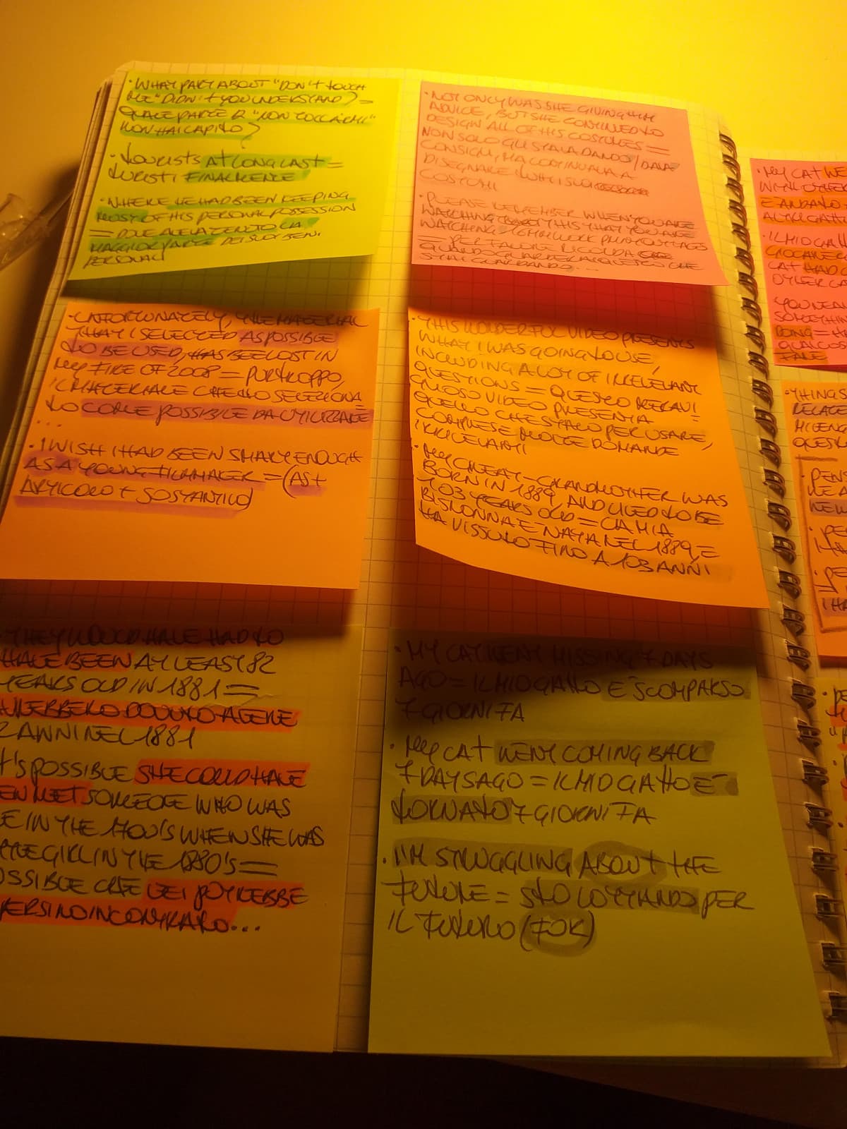 Ecco come miglioro il mio inglese, so che è uno spreco di post-it ma è l'unico modo per ricordare le cose nuove