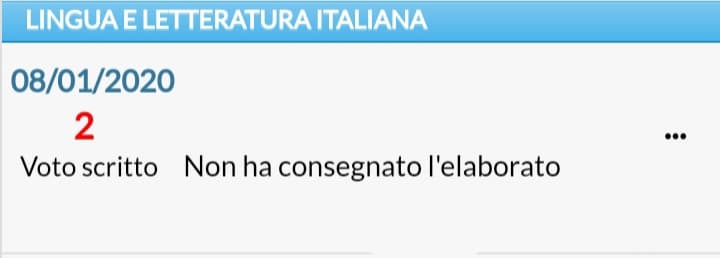 La prof ieri mi ha dato due perchè avevo dimenticato il foglio protocollo sul letto e oggi quando gliel'ho consegnato ha detto che è stata troppo cattiva quindi..