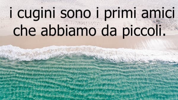 I cugini sono i migliori amici anzi di più sono come fratelli. Non sono legato a tutti ma c’è sempre il cugino preferito a cui siamo legati e con cui abbiamo passato la maggior parte del tempo e dell’infanzia, adolescenza e gioventù.