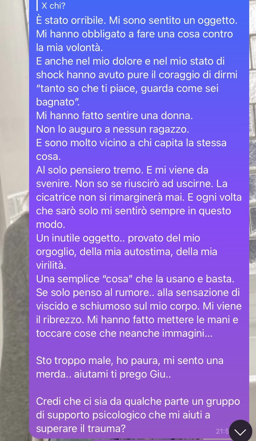 Volevo condividere questa brutta esperienza con voi. So che  spesso sono stronzo, ma non mi prendete in giro per favore