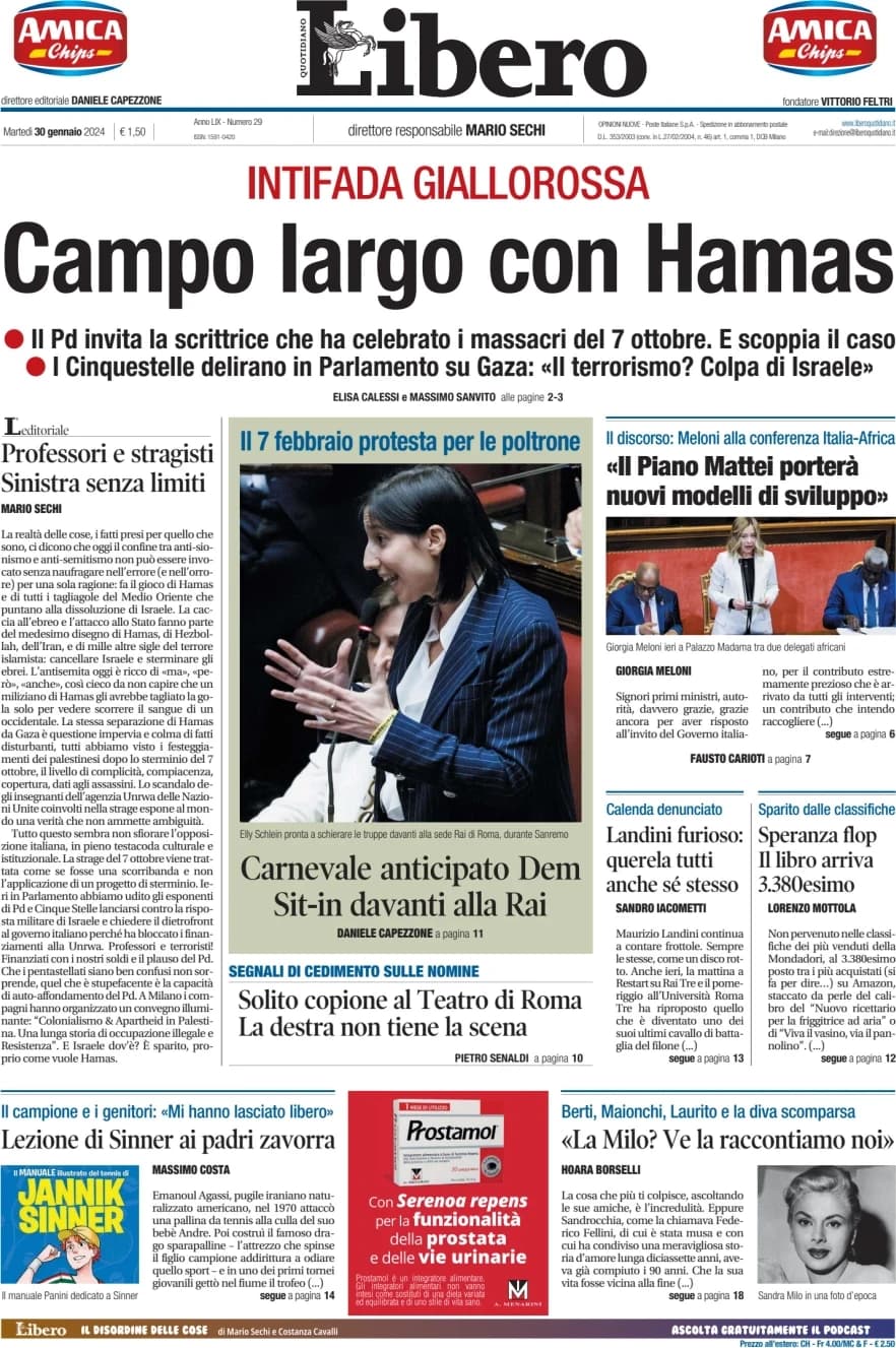 Per la rubrica del Libero Quotidiano: la prima pagina di oggi!