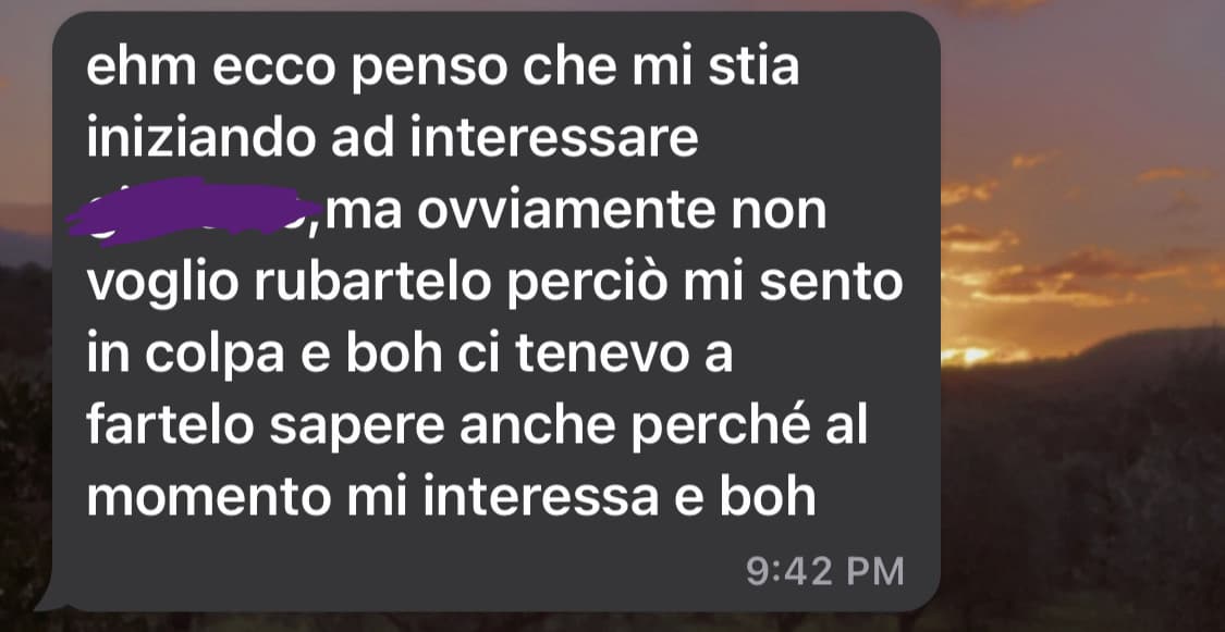 io mi devo stare zitta quando mi piace qualcuno. Mi devo solo stare zitta dio cristo. Non è possibile. Non sono arrabbiata e le sono grata per avermelo detto però che cazzo