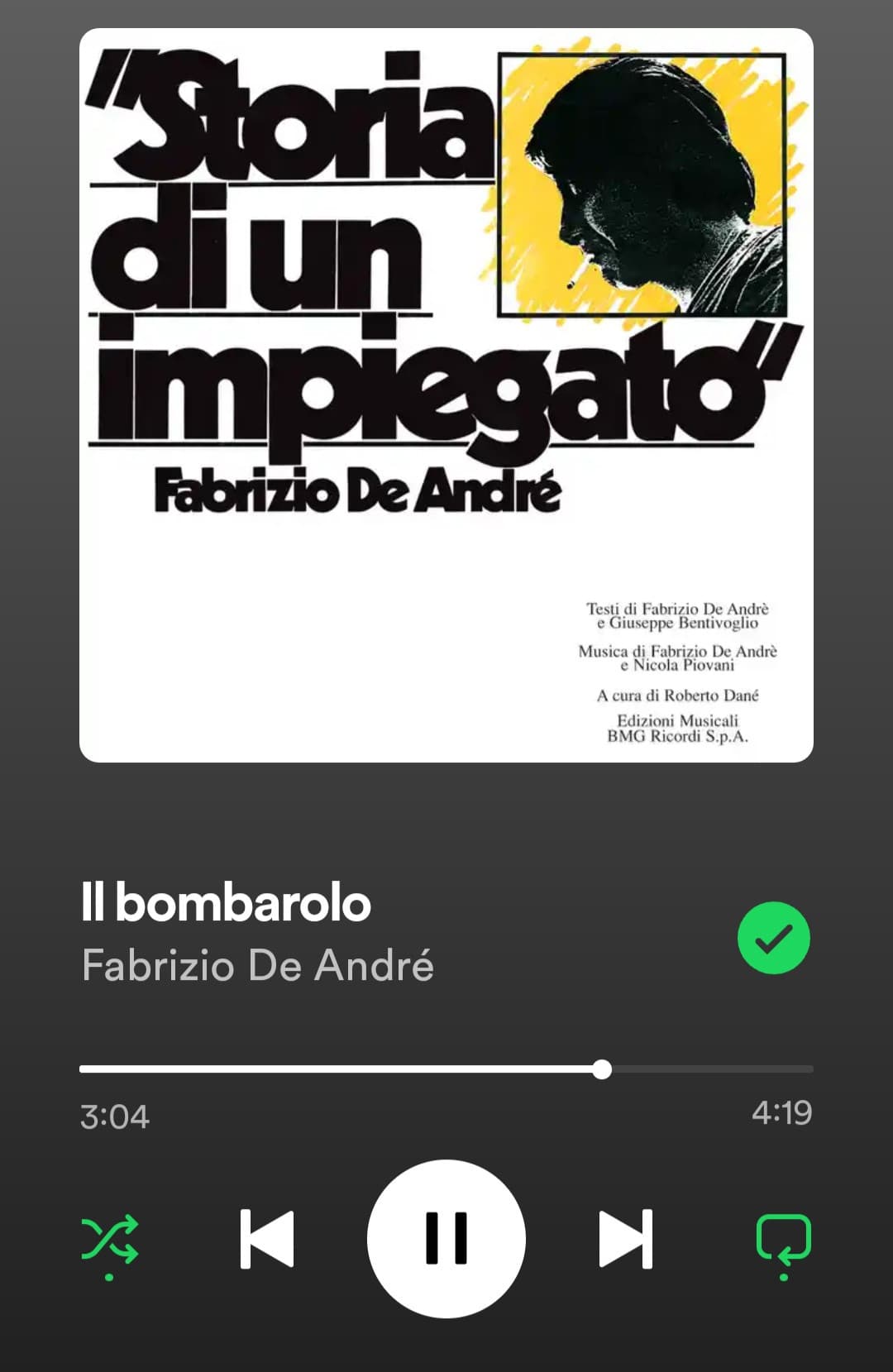 Miglior canzone di De André change my mind