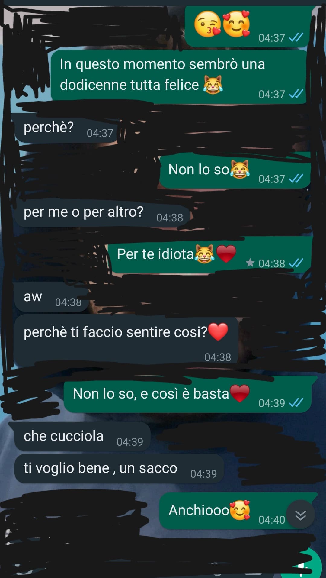 Questi sono solo alcuni messaggi con il mio migliore amico a distanza, circa 2 anni fa. Ci sentivamo praticamente tutti i giorni, adesso, e da mesi che non lo sento. Questo cambiamento mi ha spezzato il cuore, da una parte e colpa mia che non mi fsccio sen