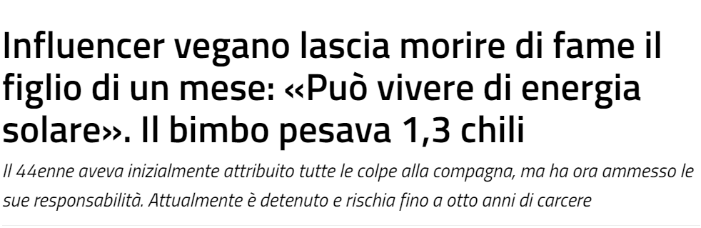 Solo 8 anni? E poi non è nemmeno vegano, e nemmeno un influencer a dire il vero