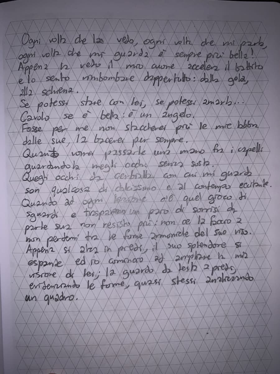 L’ho scritta oggi nell’ora della prof...                           Sì, sono deficiente.