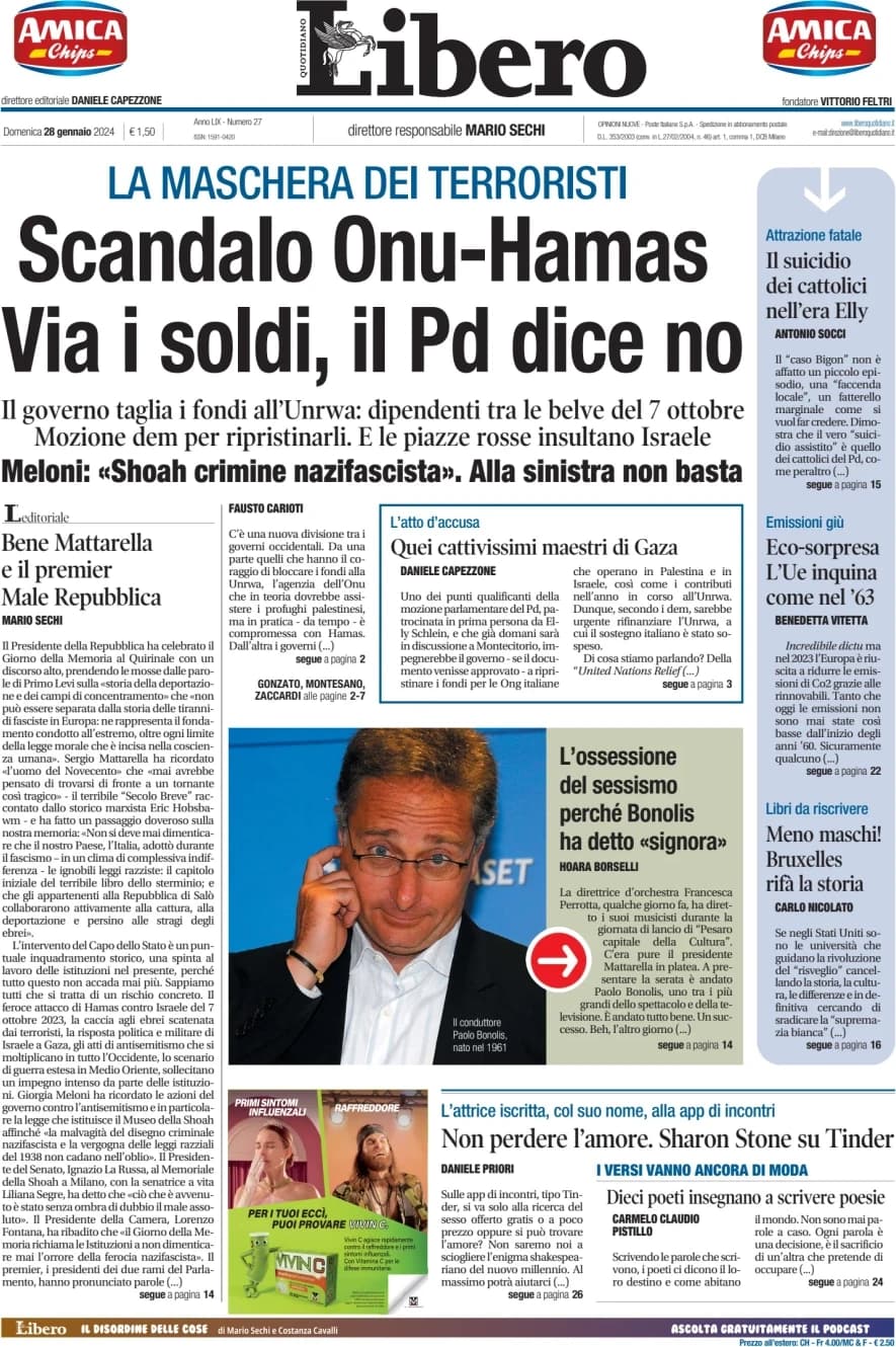 Per la rubrica del Libero Quotidiano: la prima pagina di oggi!