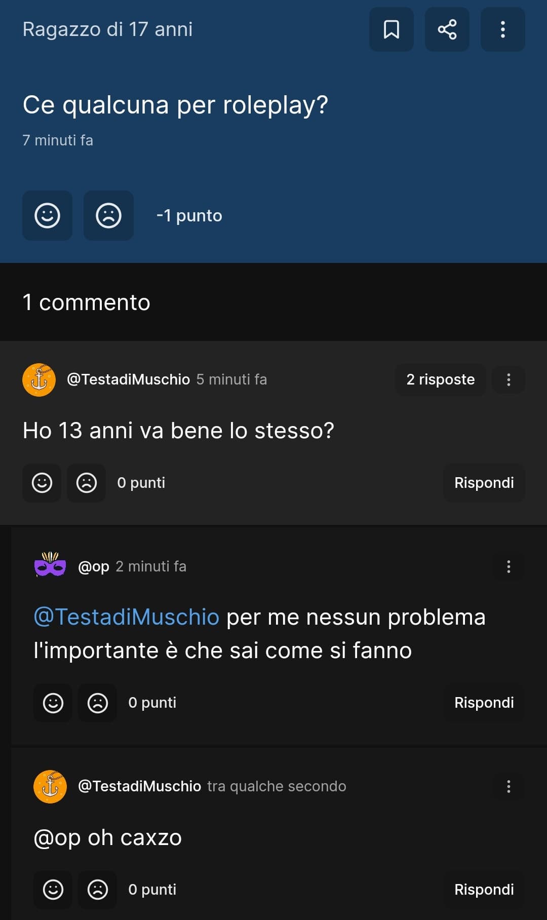 Io la smetto di scherzare su ste cose, vado a studiare che è meglio 