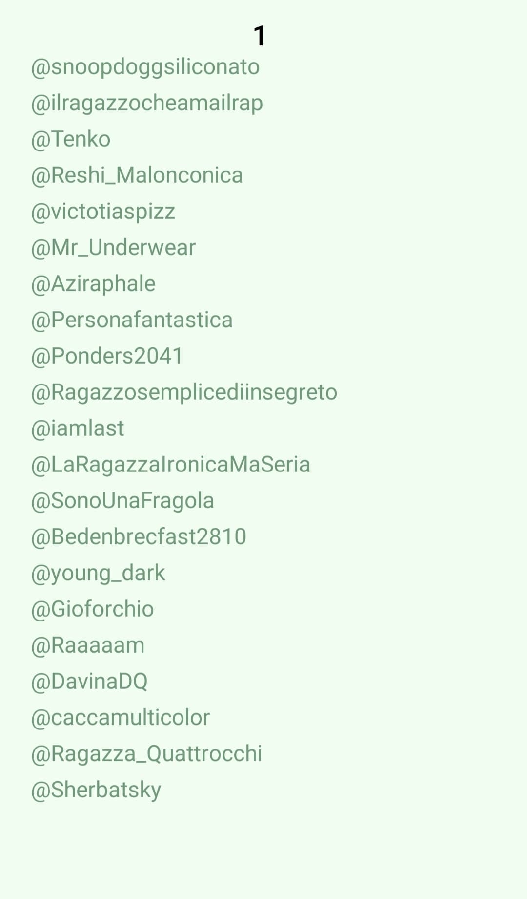 Comunicazione di servizio, questa è la lista completa. Ovviamente siete liberi di aggiungervi ma capite bene che avrete bisogno di parecchia pazienza. Buona serata ☺️