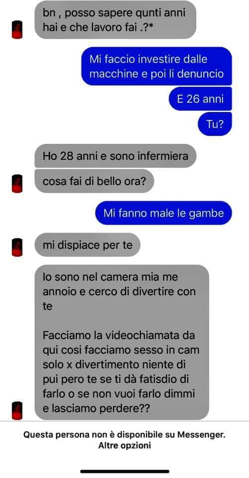 Quando ti contatta un fake...
Mi fanno male le gambe 