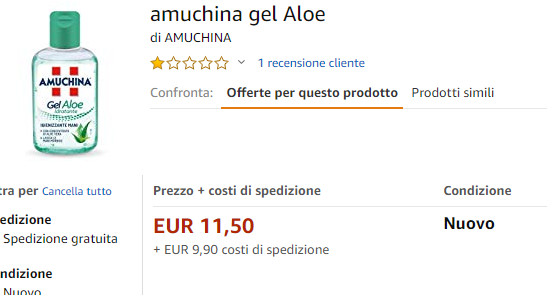 AMUCHINA SU AMAZON A 11,50€, TANTI MA SEMPRE MEGLIO CHE 50-60€