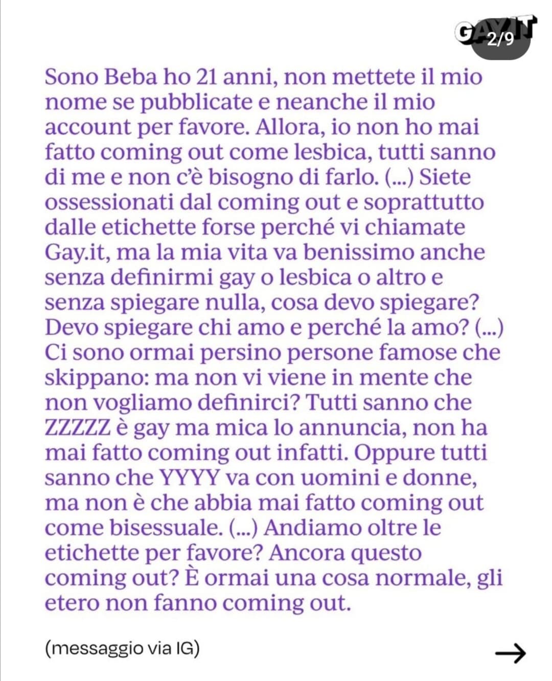 Pienamente d'accordo, ma ancora in pochi lo comprendono, anche e soprattutto all'interno della comunità lgbtq+