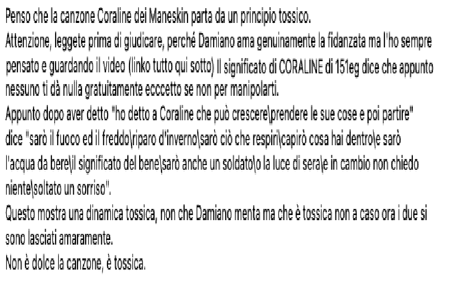 Coraline dei Maneskin è tossica.