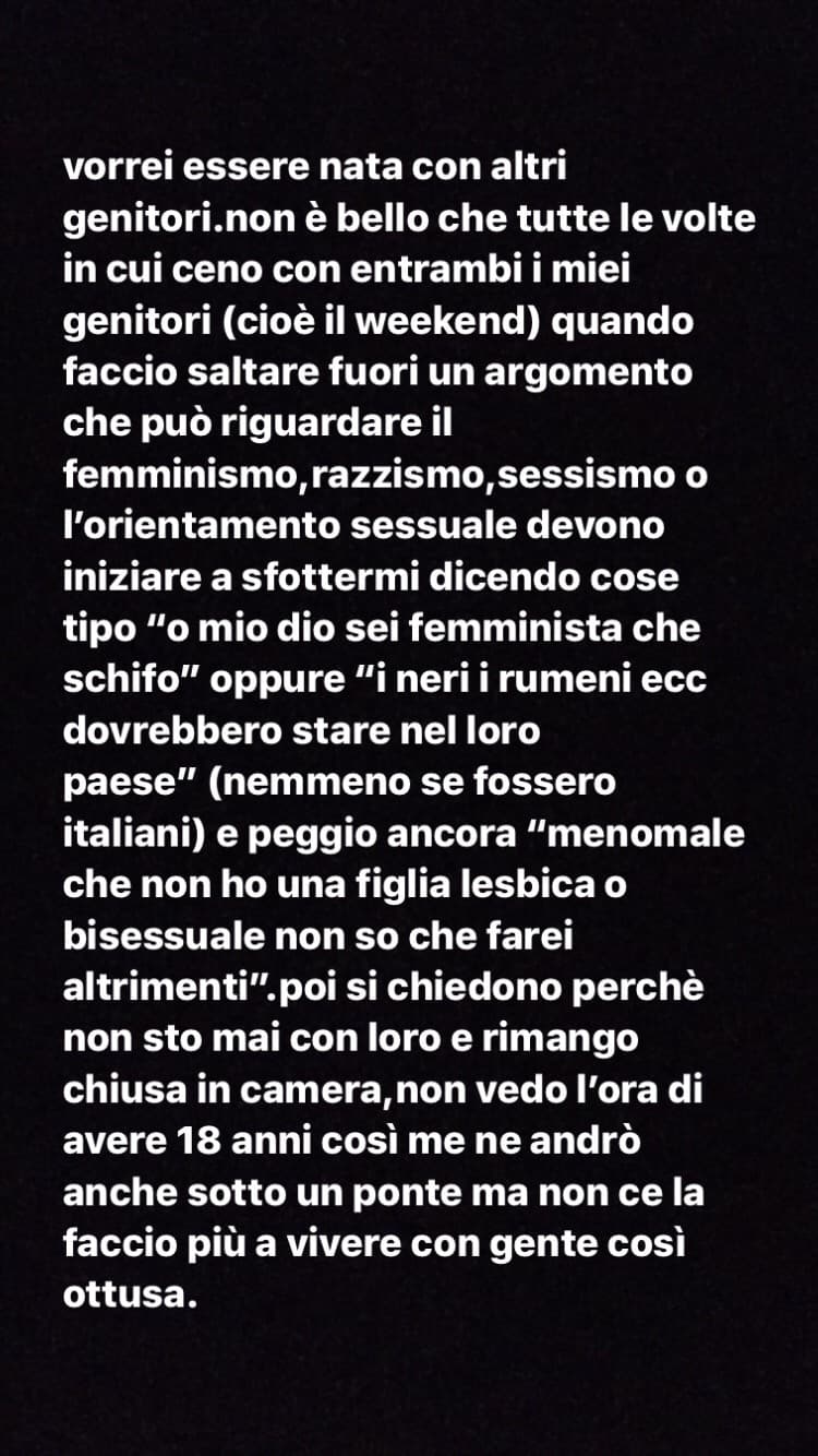 non è bello che i tuoi genitori siano omofobi quando fai parte della lgbtq,mi dispiace per tutta la gente con genitori come i miei