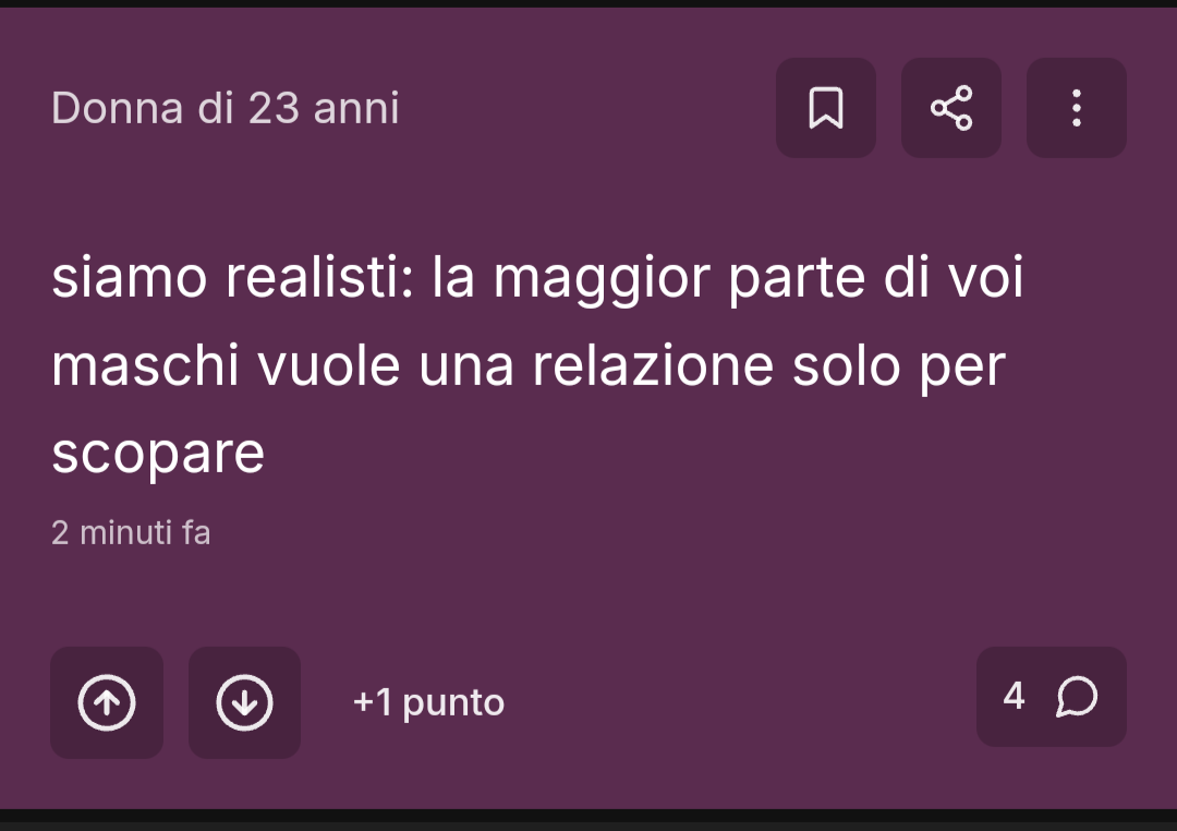 Siamo realisti voglio solo una spalla su cui poggiare la testa e piangere e sentirmi al sicuro