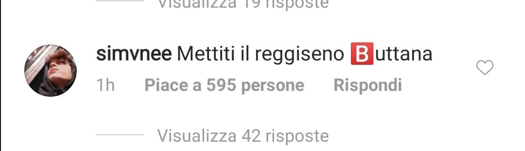 Sotto un post dove si vedeva che la ragazza non aveva il reggiseno, complimenti. 