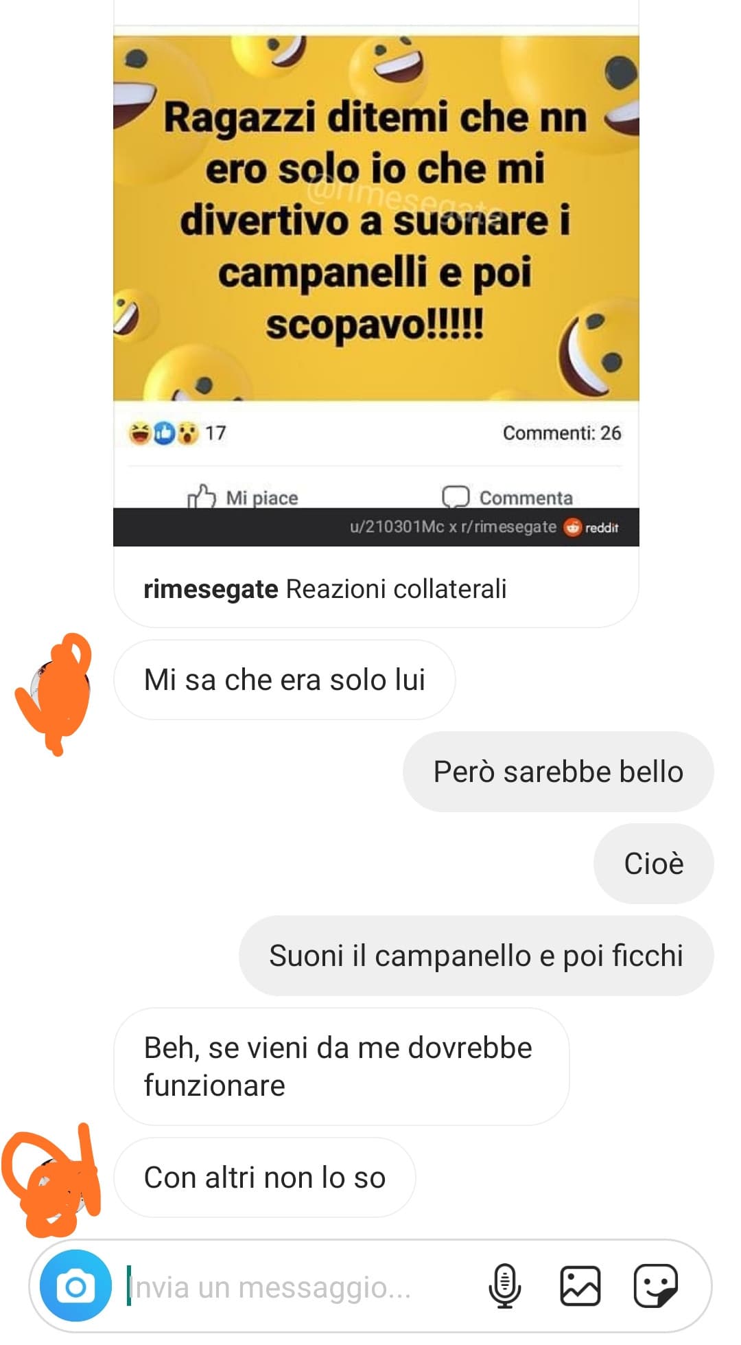 Direttamente dalla ragazza con cui mi sto sentendo.