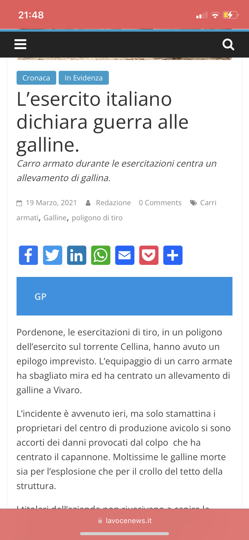 Ma che è sta notizia dell’anno scorso ?