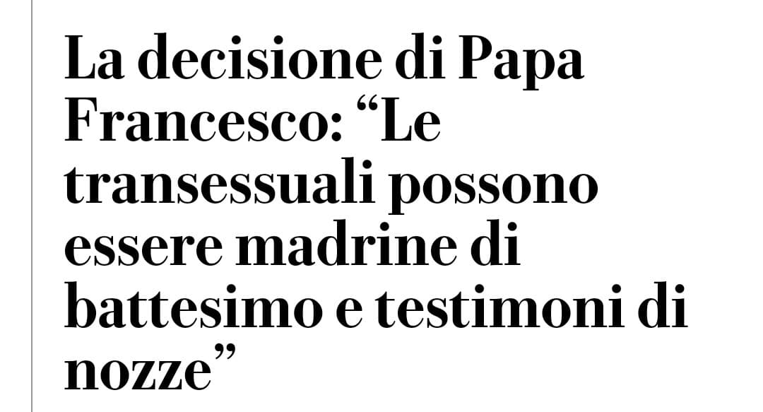 Il Vaticano è a tanto così dall'essere più progressista dell'attuale governo italiano 