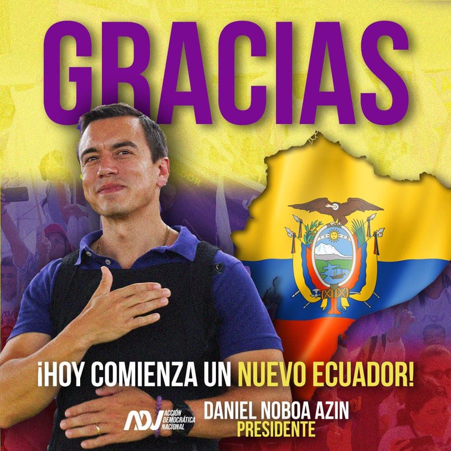 Daniel Noboa è stato eletto Presidente dell'Ecuador 