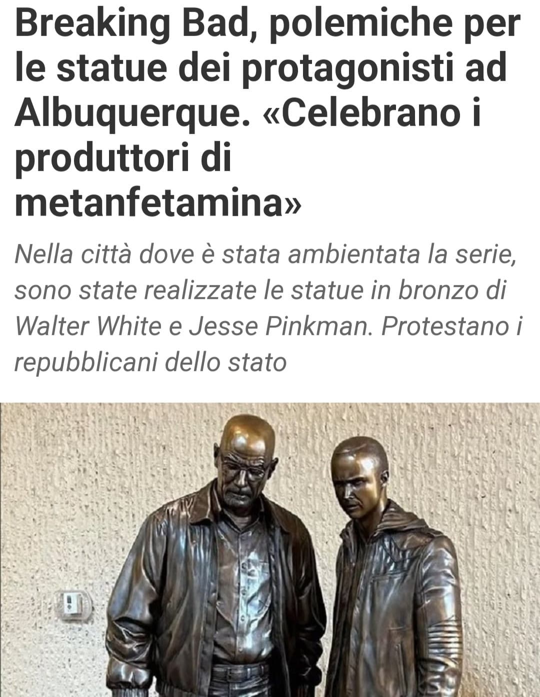 Ovviamente polemiche da parte di chi breaking bad non lo ha mai visto,  perché una persona normale guardando i casini che succedono in bb gli passa la voglia di cucinare meth