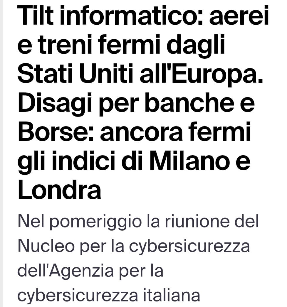 Basta un errore, un piccolissimo problema... per bloccare due continenti interi? Sono assai confusa 😕