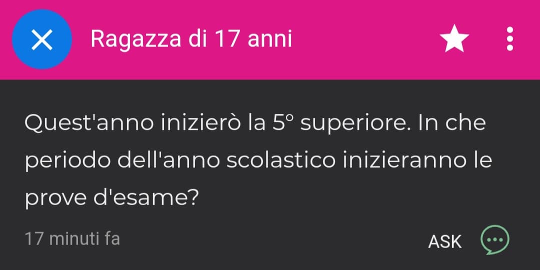 Cristo se scrivi simulazioni capisco per me le "prove d'esame" erano gli esami veri e propri, ragazza di 17 anni