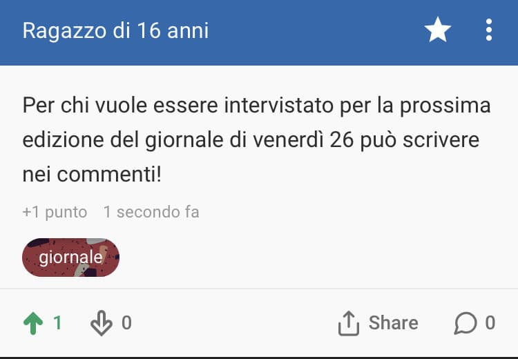 Chi vuole può essere intervistato!