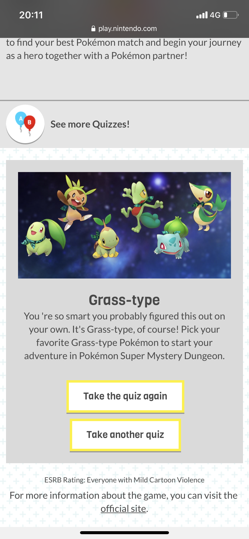 Dai, ricominciamo con i test. https://play.nintendo.com/activities/personality-quizzes/what-pokemon-are-you/