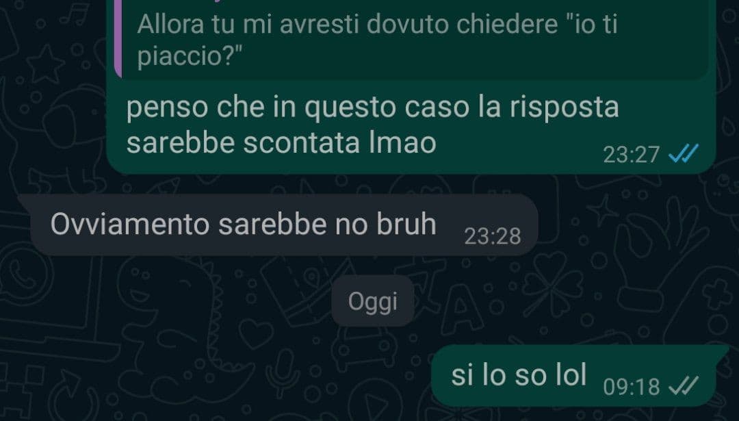 io che ero a tanto così da dire che provo ancora qualcosa per l*i: ;-;