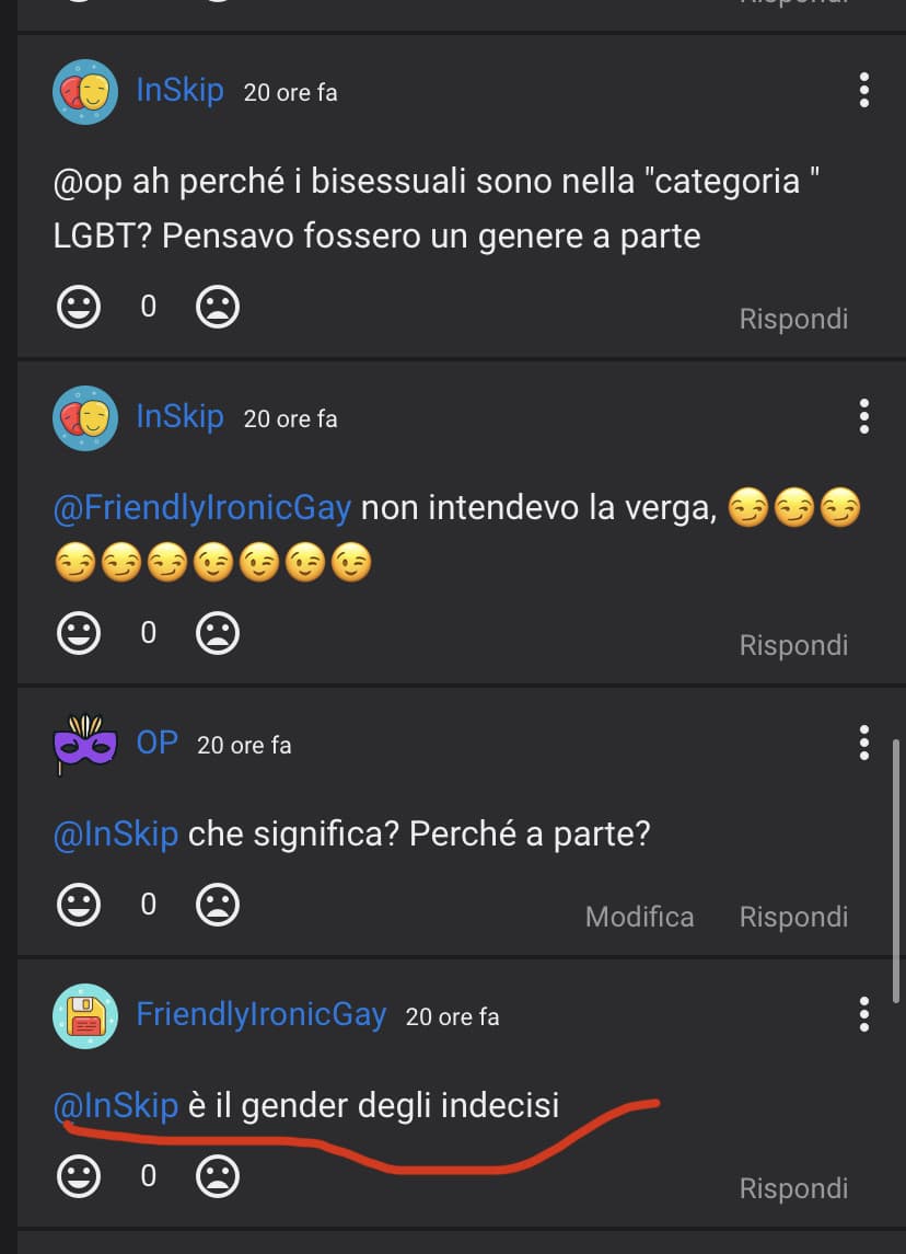 Sto cercando di far capire a un utente gay che noi bisessuali non siamo indecisi 