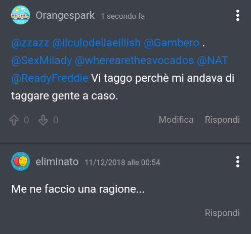 Fu cosí che commentai su uno shouts del 2018