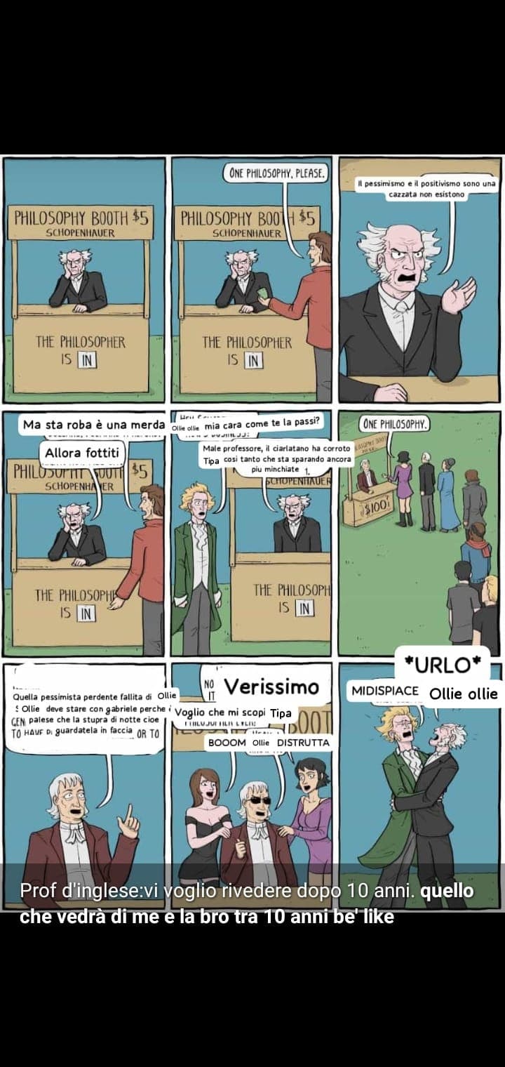 Che bello usare I fumetti su schopenhauer per sfogarmi sulle cazzate che faccio