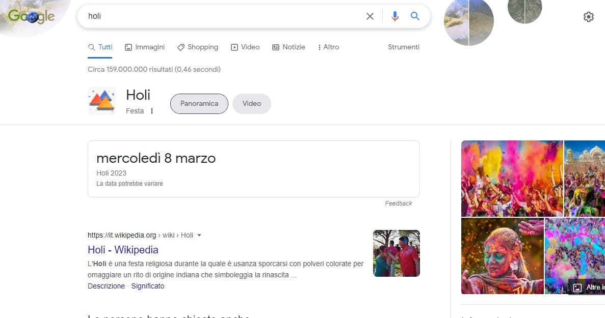 cercate "holi" su Google