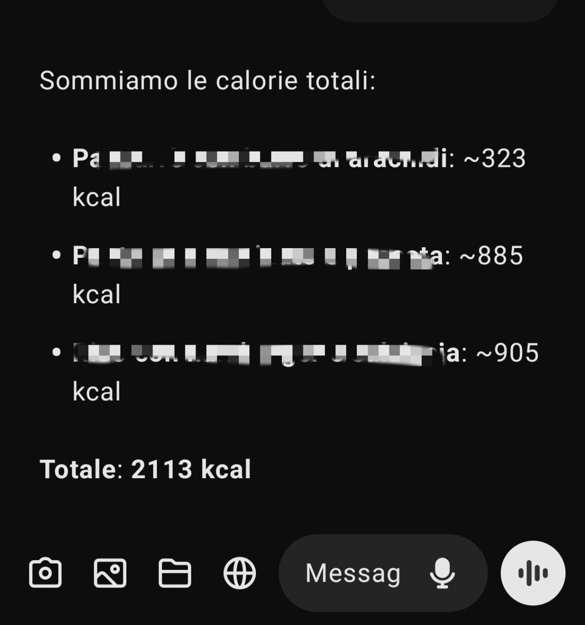 Visto che oggi è la giornata della calorie, queste sono quelle assunte ieri 