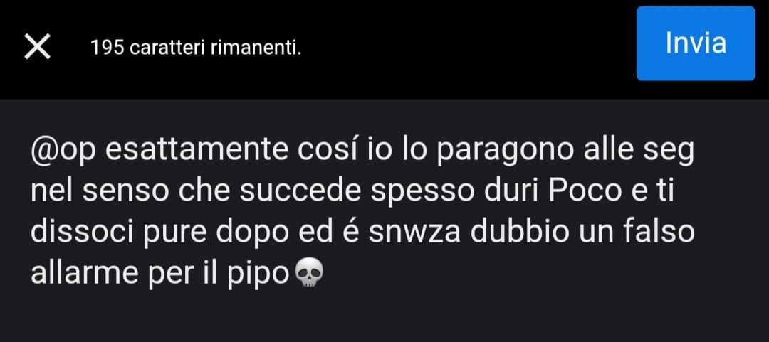 vi servirebbe il contesto per capire ma dai era una bella risposta 10/10 alla gag ma volevo rimanere serio perchè la conversazione mi interessa