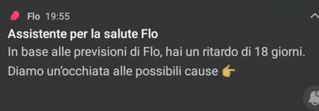 "Stai bene?" "No, ho solo un ritardo di 18 giorni 