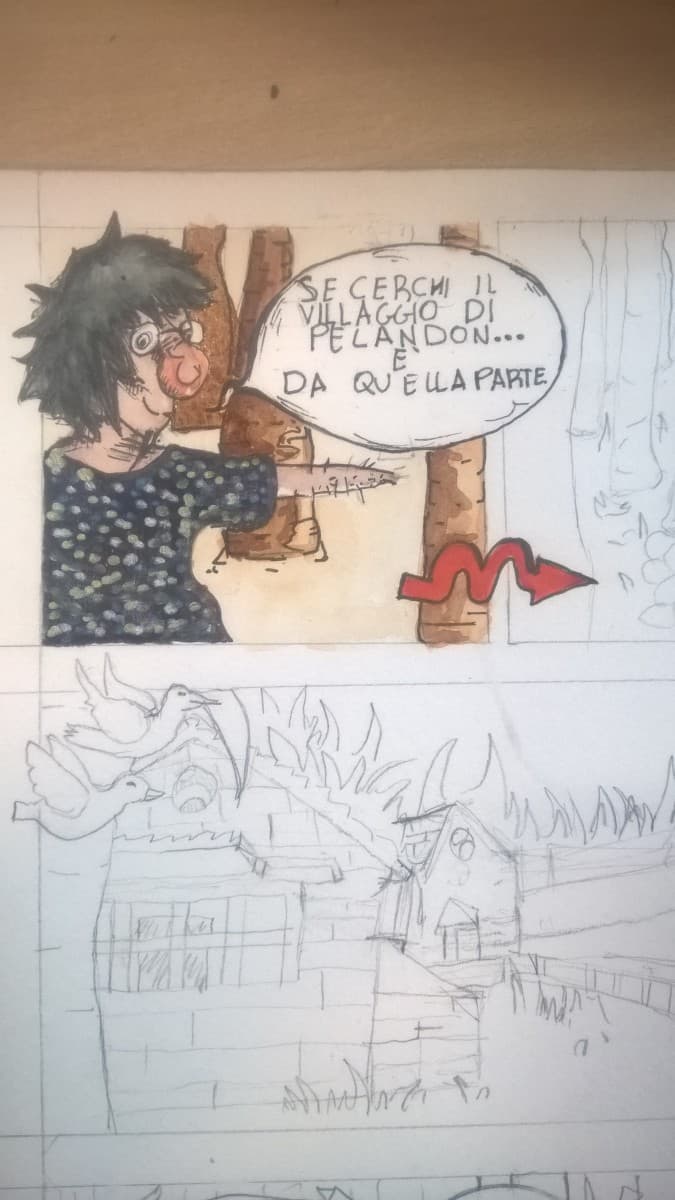 Seconda pagina del fumetto in fase di colorazione :3