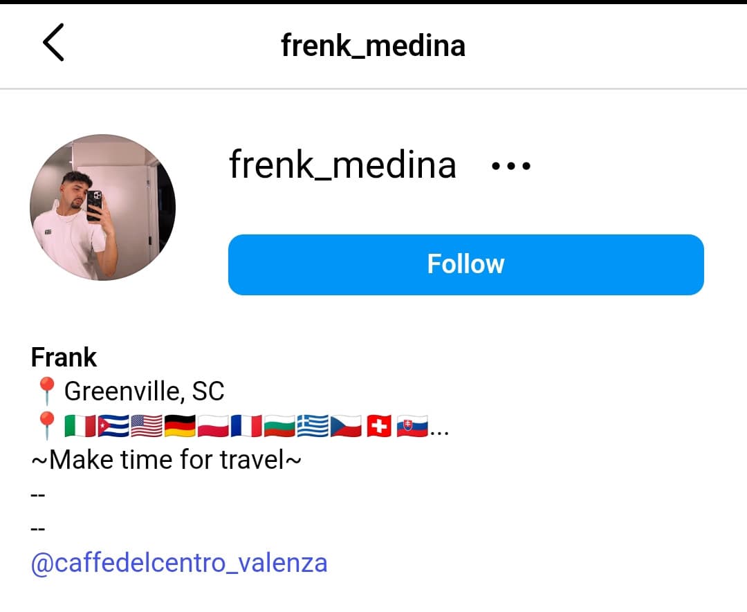 il bro vive in southcarolina, parla 28 lingue e ha taggato sotto un posto italiano e rigorosamente mi ha richiesto di seguirlo (non uso mai instagram)
