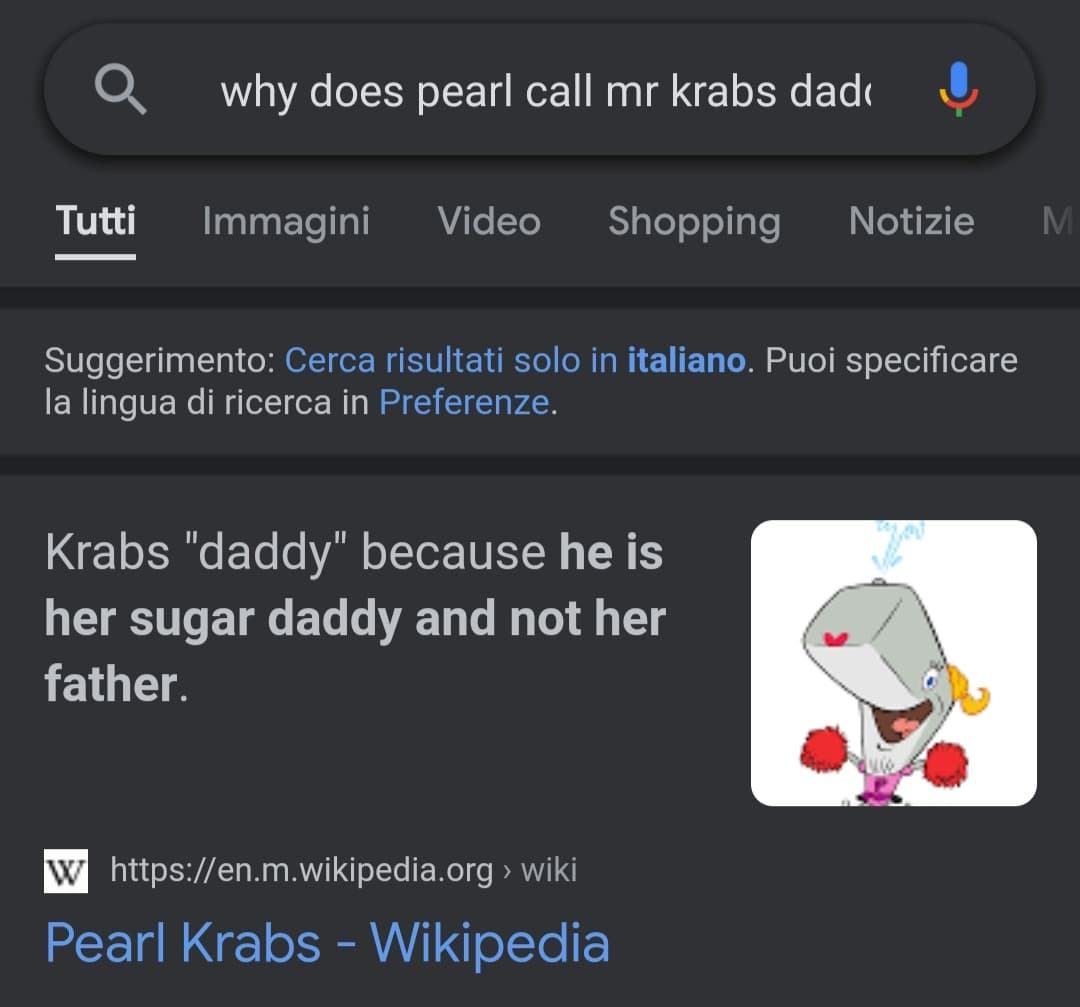 Quindi mi state dicendo che Mr. Crab è lo sugar daddy di Perla 