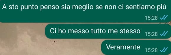 Mi sa che a sto punto si è concluso un capitolo della mia vita. Ci sto di merda, vorrei rimanere per sempre con lui