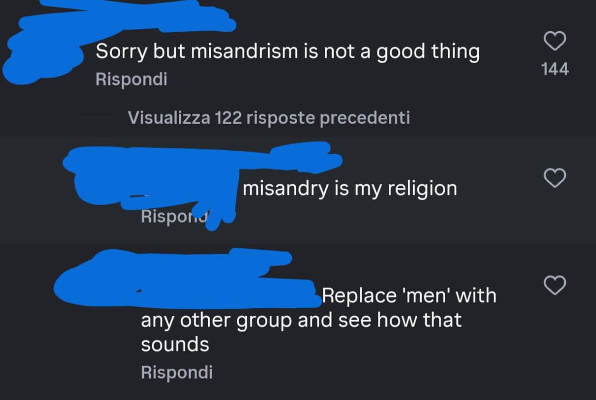 Comunque definire religione un movimento che implica odio verso un genere è veramente da pazzi